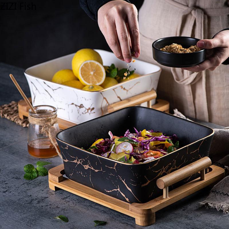 Stijlvolle Serveerschaal met Houten Onderstel – Europees Design