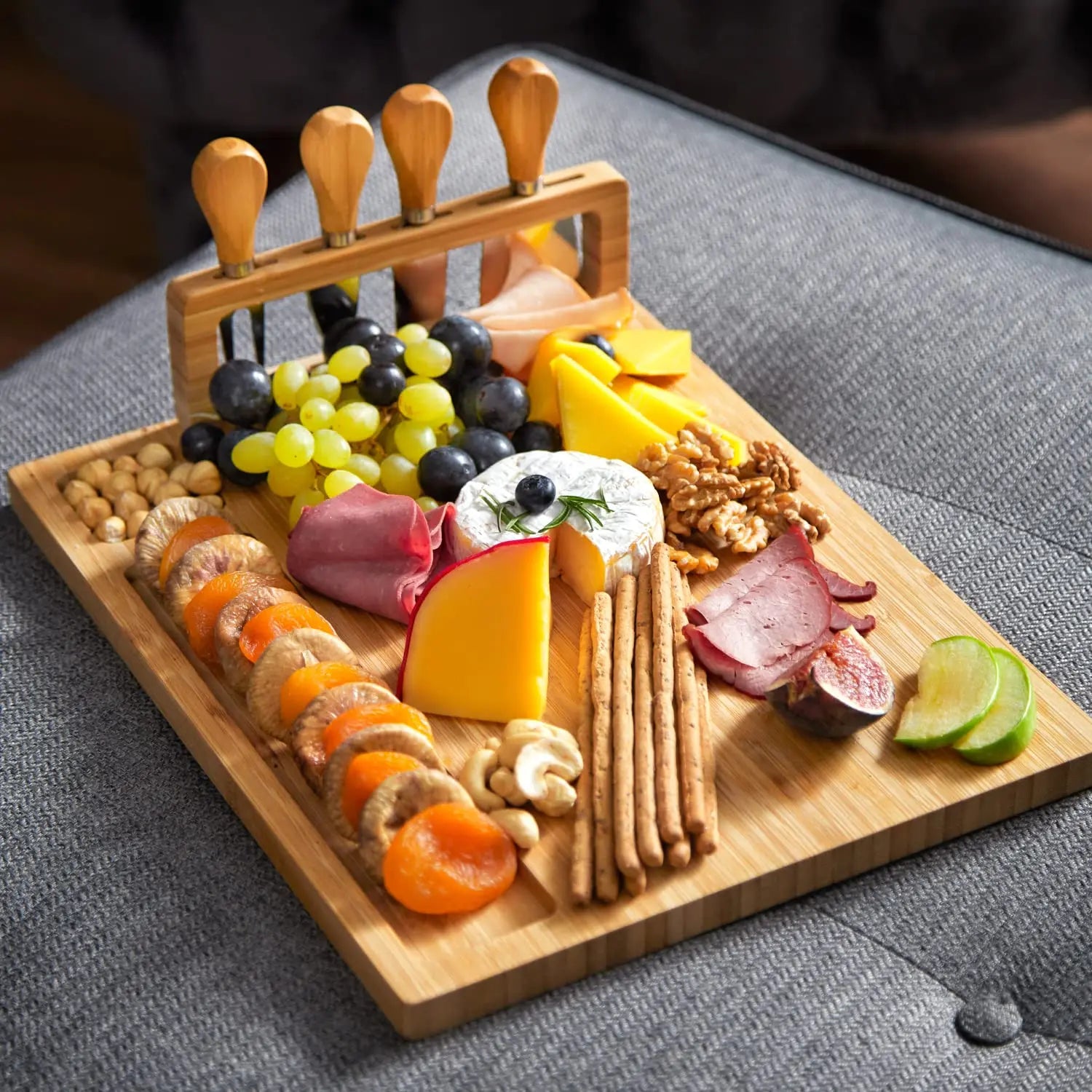 Bamboe Kaasbord - Luxe borrelplank met messenset