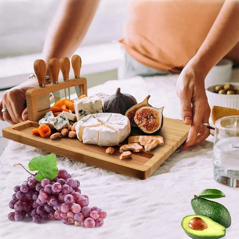 Bamboe Kaasbord - Luxe borrelplank met messenset