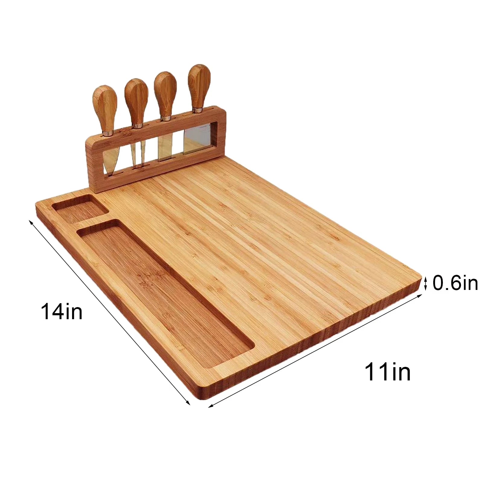 Bamboe Kaasbord - Luxe borrelplank met messenset